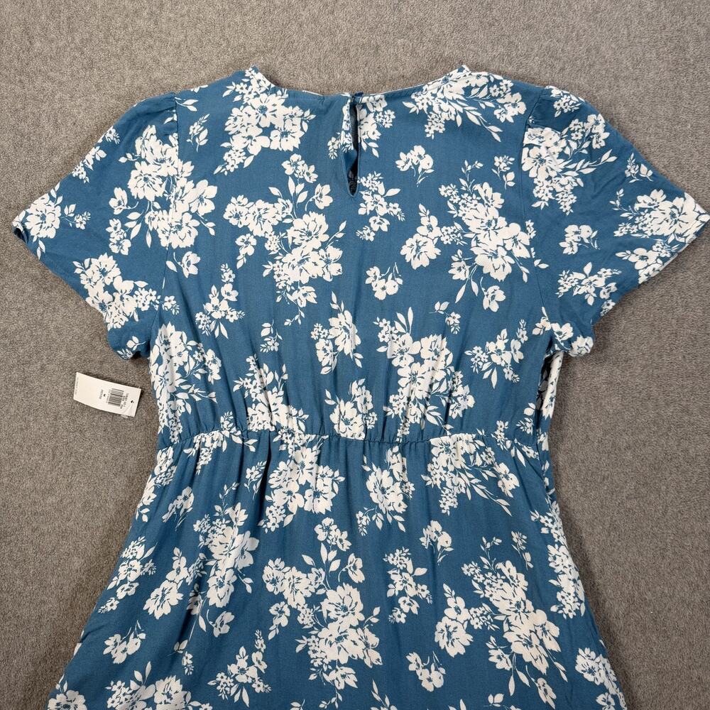 Old Navy Women's Petite Medium Blue White Floral Mini Dress Short Sleeve New - Picture 11 of 11